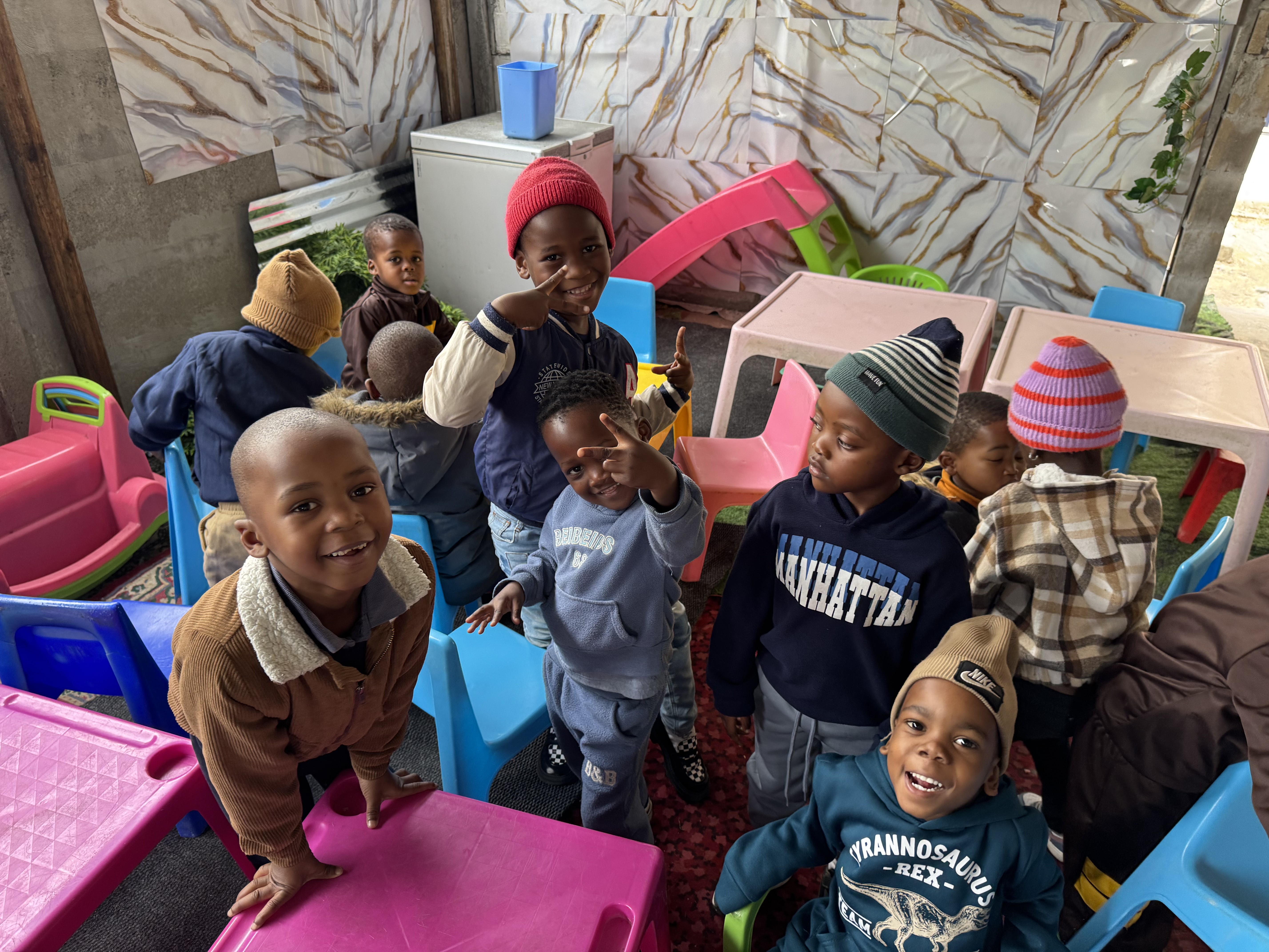 Kids in their new outdoor classroom