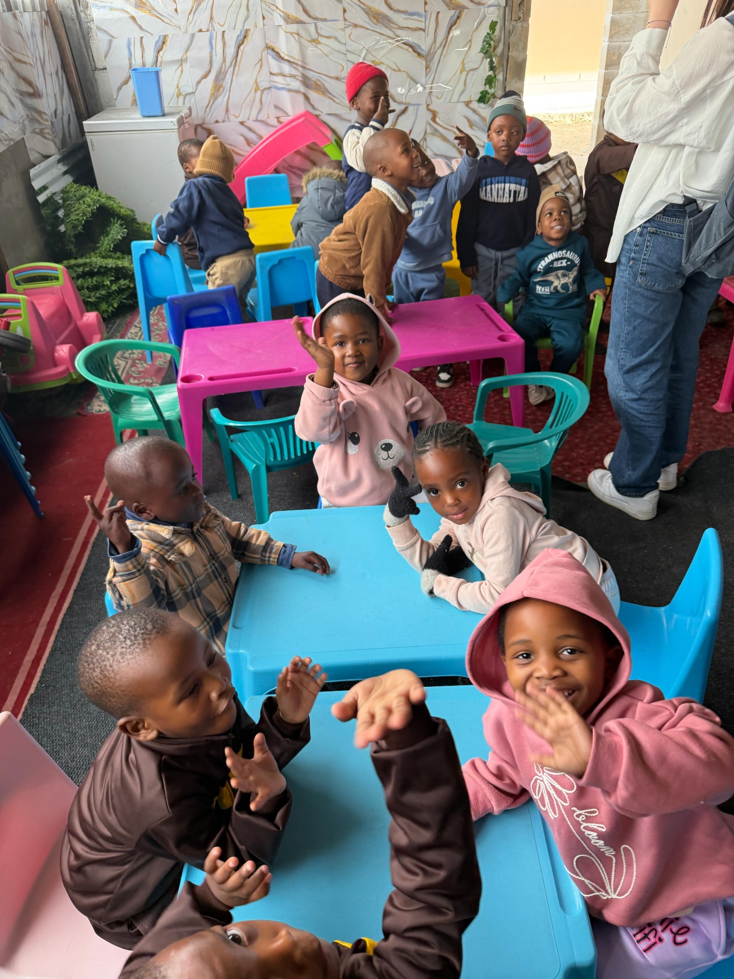 Kids in their new outdoor classroom